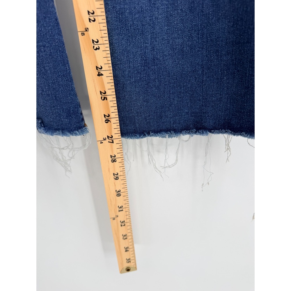 KUT from the Kloth Meg Wide Leg Jeans 8 Blue Raw Hem High Rise Coastal Boho - Picture 6 of 10